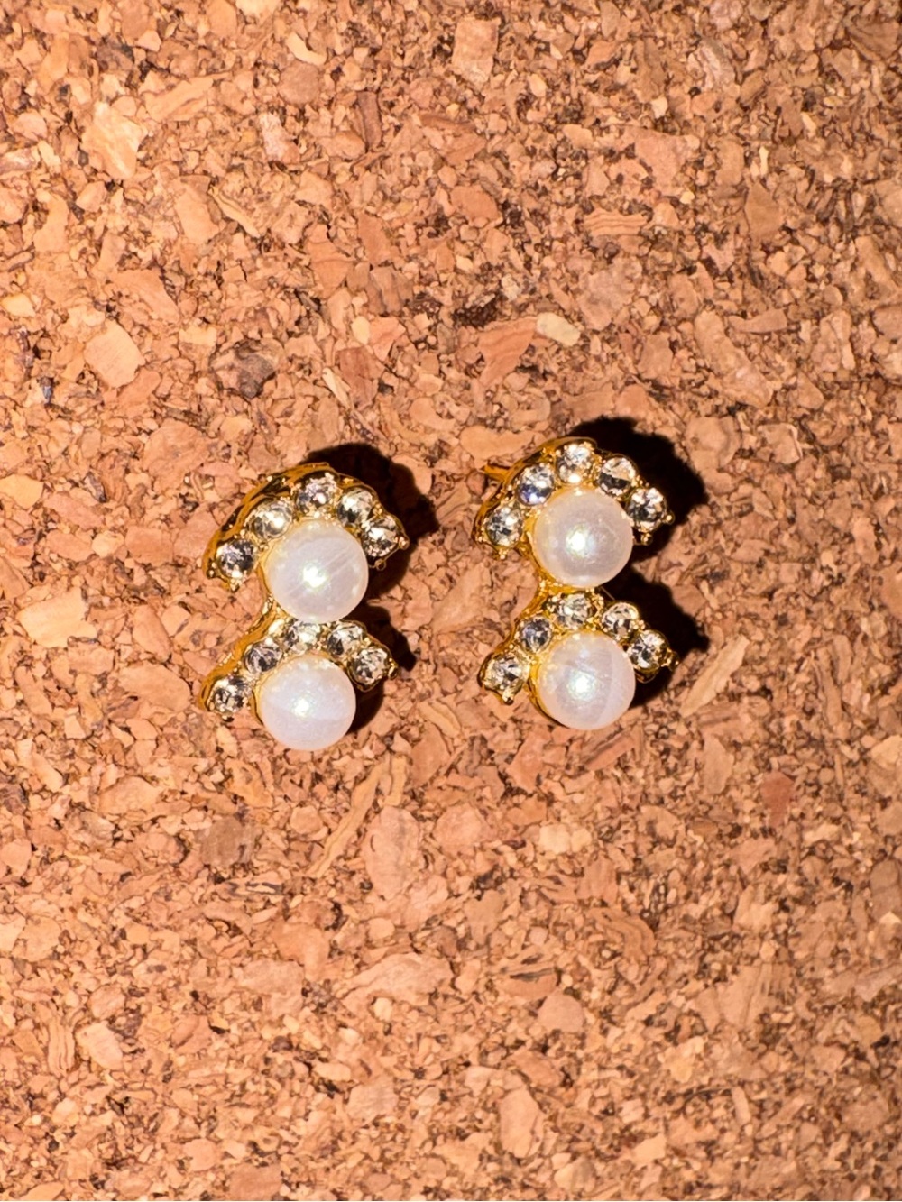 Gold Pearl & Crystal Stud Earrings - Women Jewelry